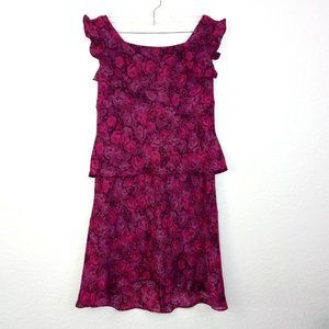 Express Pink Floral Crop Top & Skirt Ruffle Flowy Set